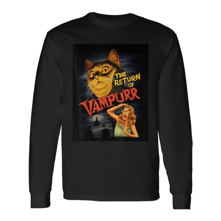 Cat Vampire Classic Horror Movie Graphic Long Sleeve T-Shirt