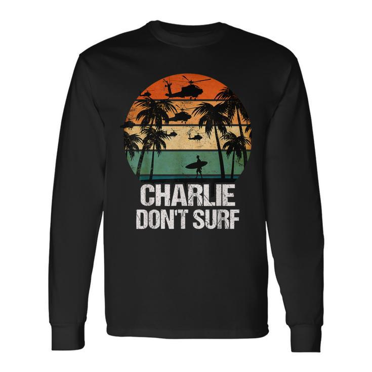 Charlie Dont Surf Helicopter Beach Vietnam Surfer Langarmshirts Geschenkideen