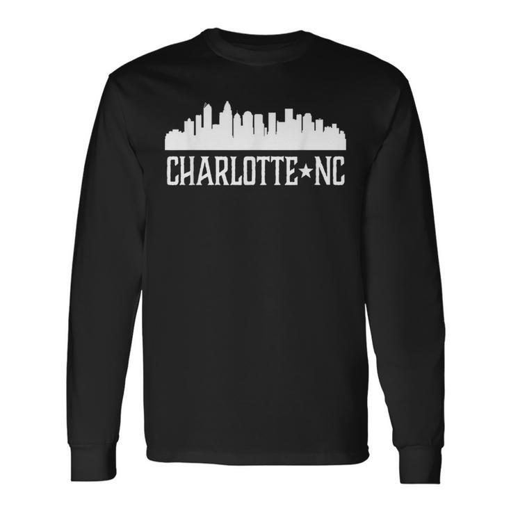 Charlotte Nc North Carolina Cities Skyline Silhouett Long Sleeve T-Shirt
