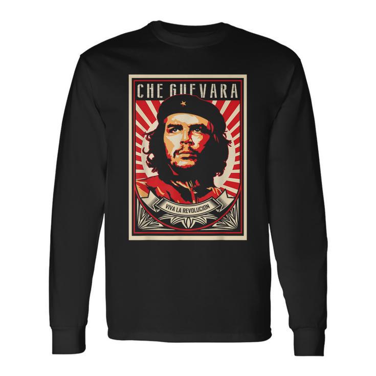 Che Guevara Viva La Revolucion Retro Vintage Style Long Sleeve T-Shirt