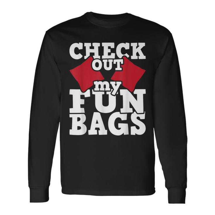 Check Out My Funbags Cornhole Player Bean Bag Game Long Sleeve T-Shirt