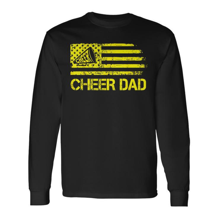 Cheer Dad Cheerleading Usa Flag Fathers Day Cheerleader Long Sleeve T-Shirt