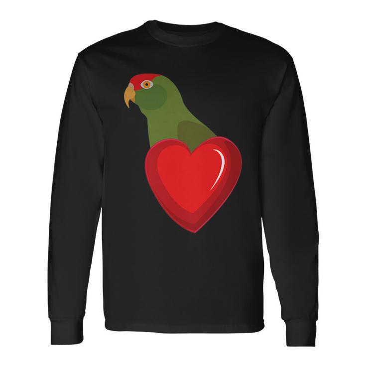 Cherry Headed Conure Parrot Heart Pocket Long Sleeve T-Shirt