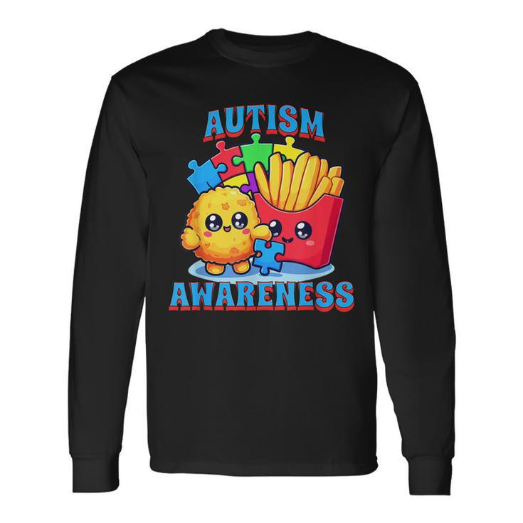 Chicken Nugget And French Fries Autism Awareness Long Sleeve T-Shirt
