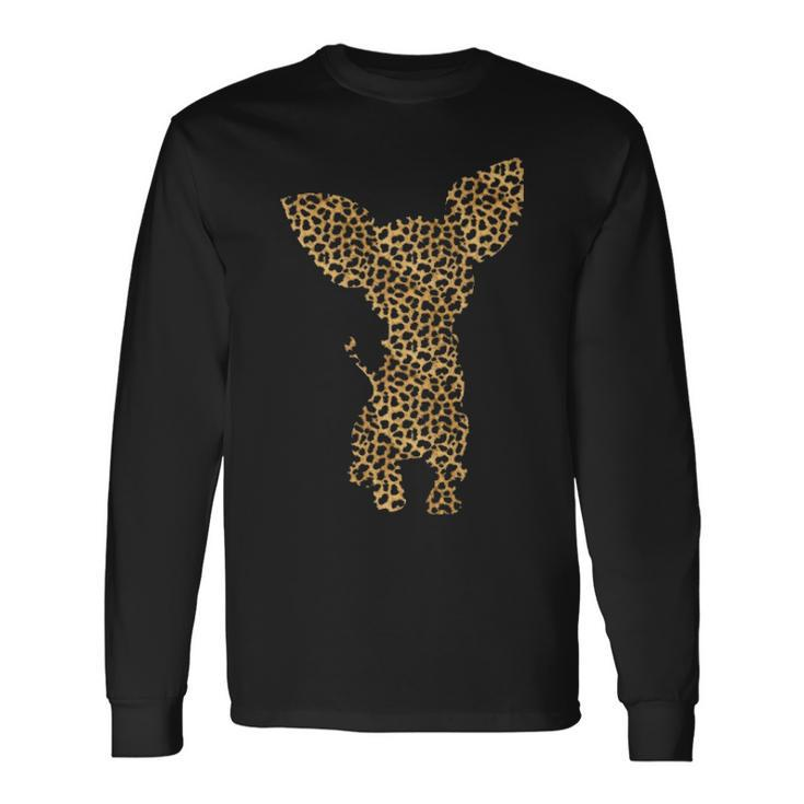 Chihuahua Leopard Print Dog Pup Animal Lover Women Gif Long Sleeve T-Shirt