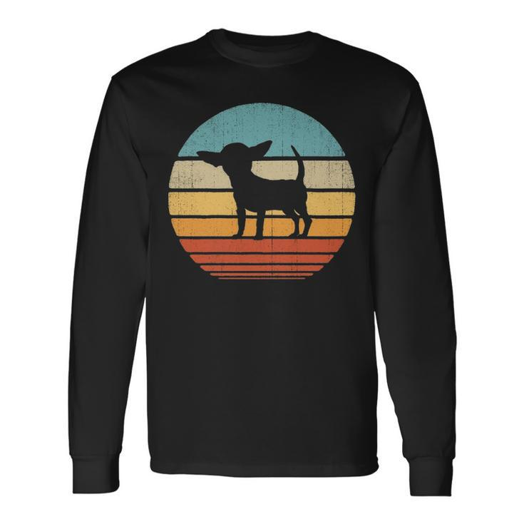 Chihuahua Vintage Silhouette 60S 70S Retro Dog Lover Long Sleeve T-Shirt