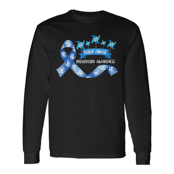 Child Abuse Prevention Awareness Month Pinwheel Ribbon Long Sleeve T-Shirt