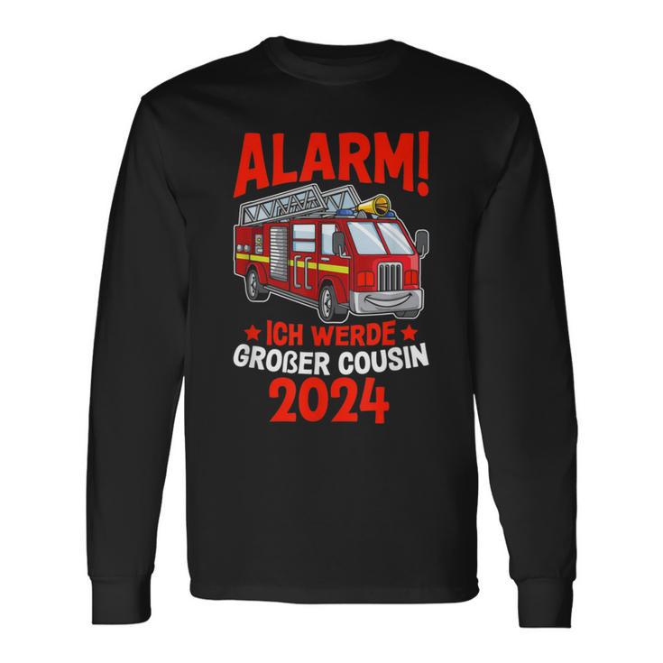 Children's Alarm Ich Werde Großer Cousin 2024 Fire Brigade Langarmshirts Geschenkideen