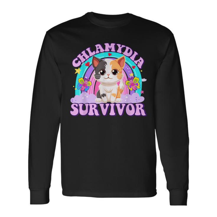 Chlamydia Survivor Cat Meme For Adult Humor Long Sleeve T-Shirt Gifts ideas