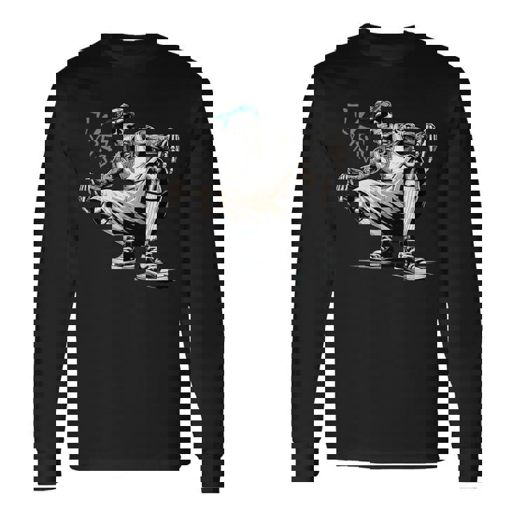 Cholo Chicano Homie Cool Mexican Gangster Skeleton Con Safos Long Sleeve T-Shirt