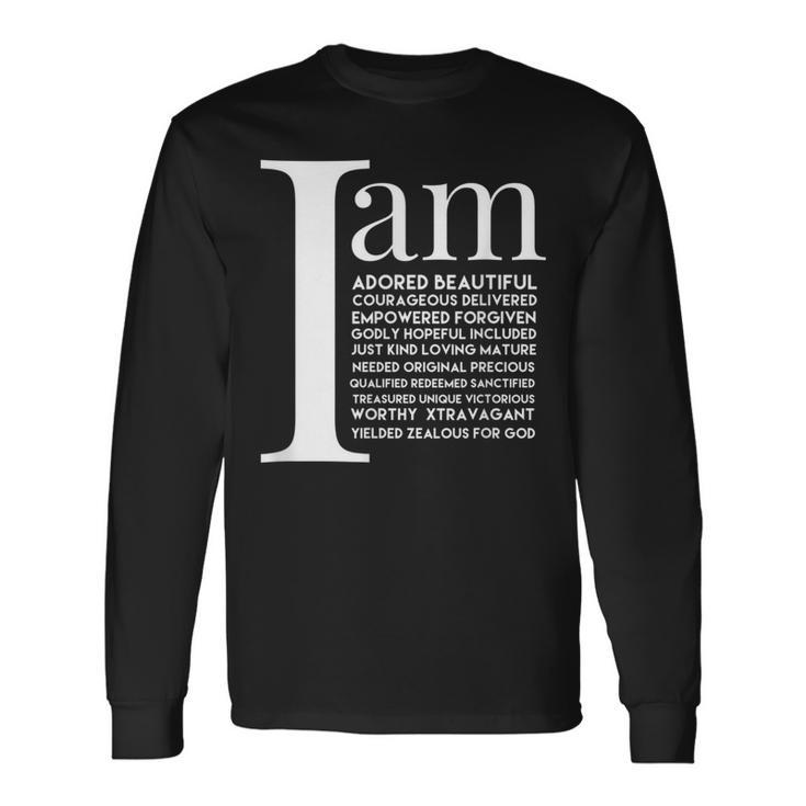 Christian Affirmations Identity In Christ Follower Believer Long Sleeve T-Shirt