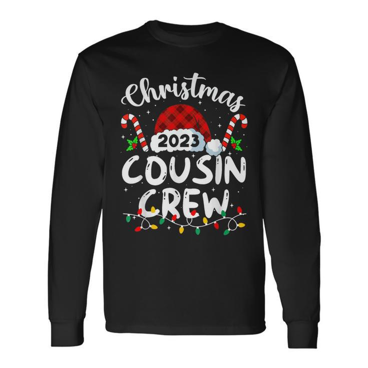 Christmas 2023 Cousin Crew Family Santa Hat Xmas Pajama Long Sleeve T-Shirt