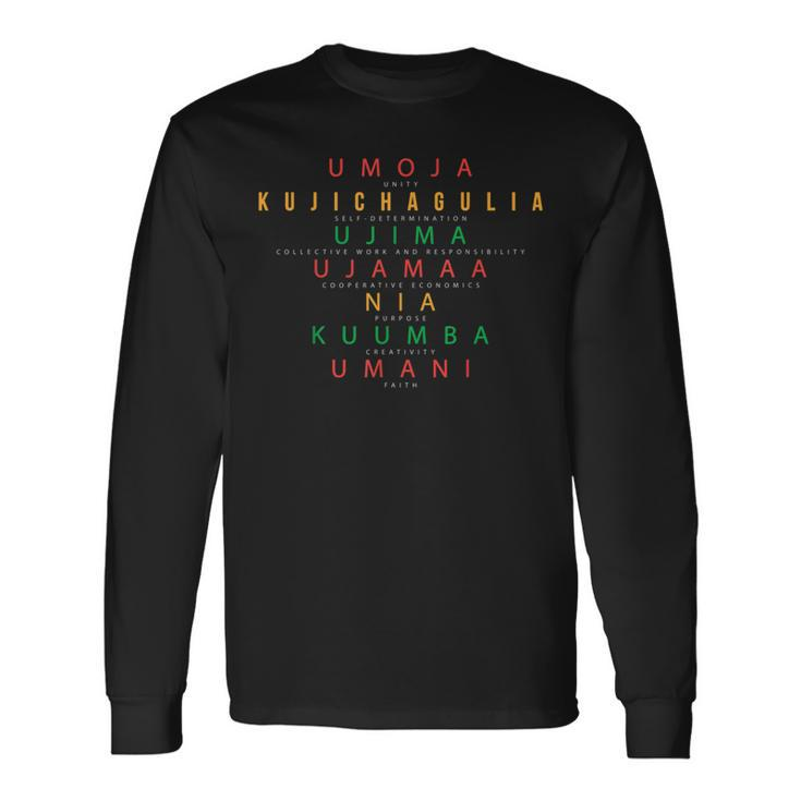 Christmas African American Happy Kwanzaa Seven Principles Long Sleeve T-Shirt