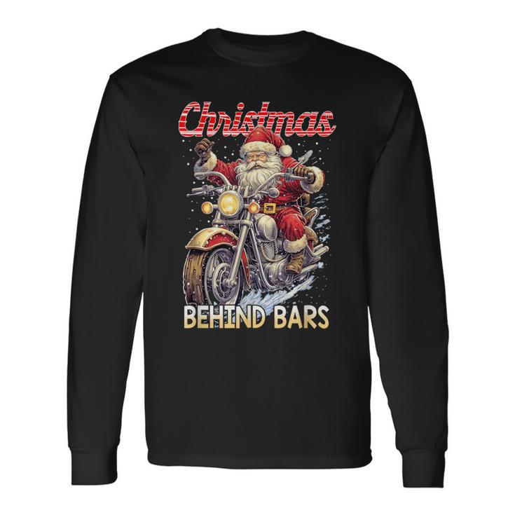 Christmas Behind Bars Santa Motorcycle Long Sleeve T-Shirt