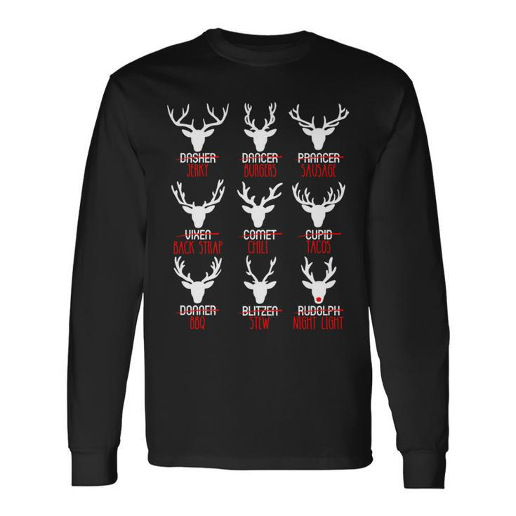 Christmas Deer Bow Hunting Meat Santa Reindeer Hunter Xmas Long Sleeve T-Shirt