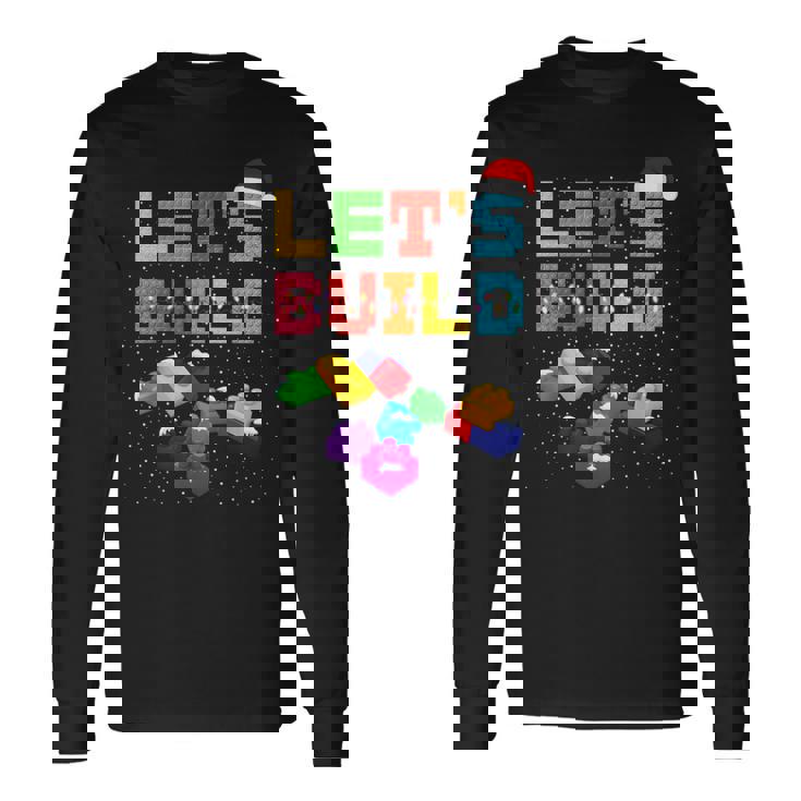 Christmas Let's Build Master Builder Block Brick Building Long Sleeve T-Shirt