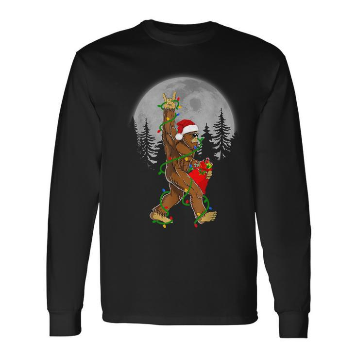 Christmas Sasquatch Rock Roll Carrying Bag Bigfoot Long Sleeve T-Shirt