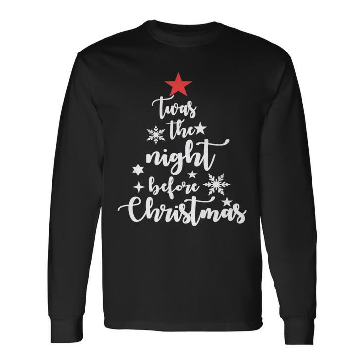 Christmas Twas The Night Before Tree Word Cloud Long Sleeve T-Shirt