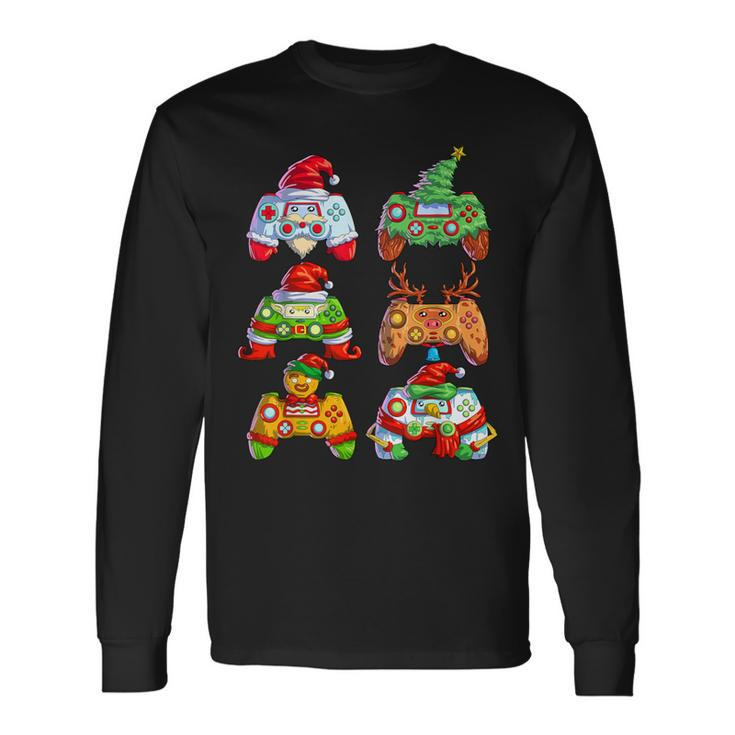 Christmas Video Game Controller Santa Hat Christmas Gamer Long Sleeve T-Shirt