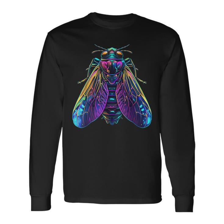 Cicada Insect Bug Colorful Entomology Entomologist Long Sleeve T-Shirt