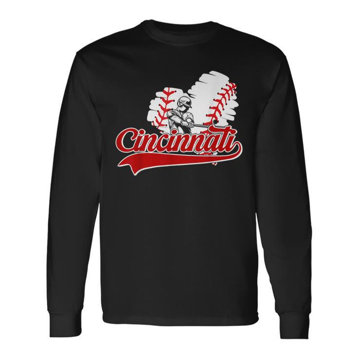 Cincinnati Cities Baseball Heart Baseball Fans Women Long Sleeve T-Shirt