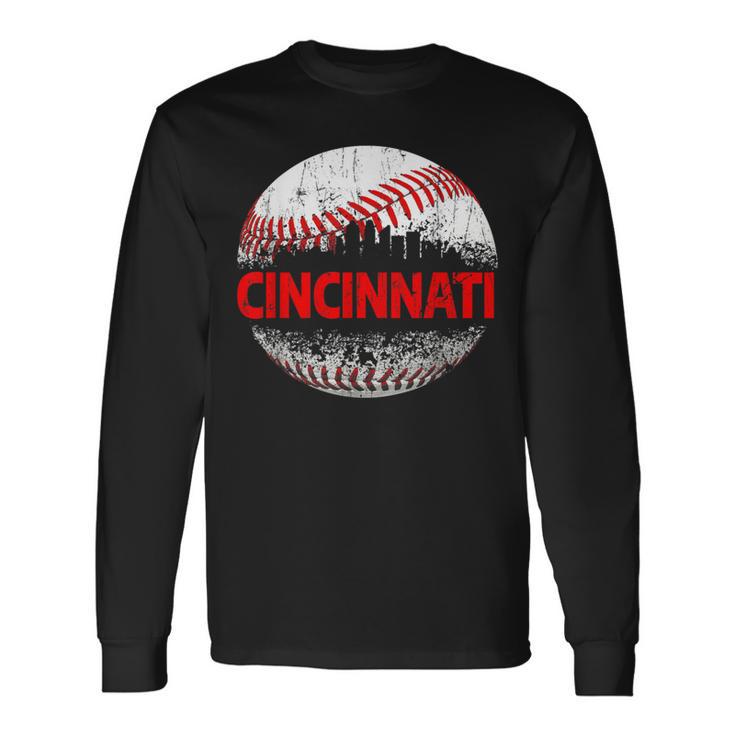 Cincinnati Souvenir Baseball City Downtown I Love Cincinnati Long Sleeve T-Shirt