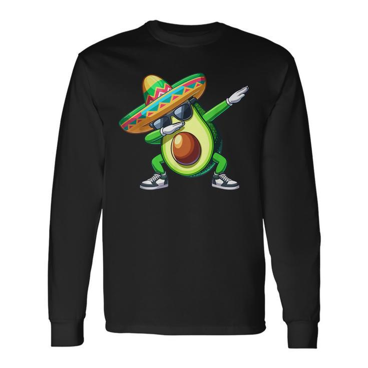 Cinco De Mayo Dabbing Avocado Mexican Sombrero Long Sleeve T-Shirt
