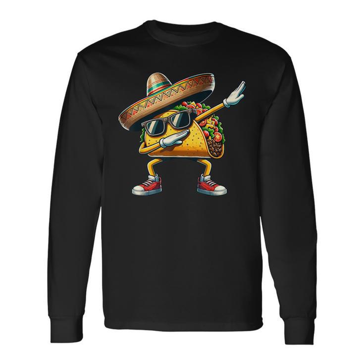 Cinco De Mayo Dabbing Taco Mexican Sombrero Long Sleeve T-Shirt