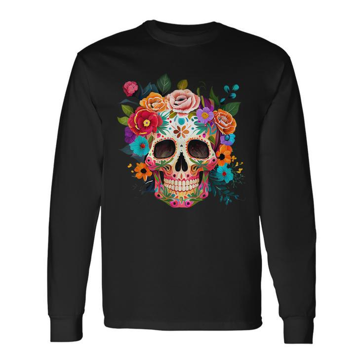 Cinco De Mayo Sugar Skull Day Of The Dead Mexican Fiesta Long Sleeve T-Shirt