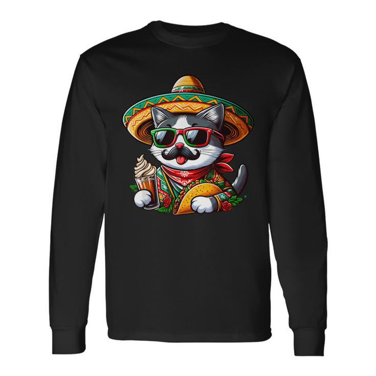Cinco De Meow Cat Taco Mexican Fiesta Long Sleeve T-Shirt