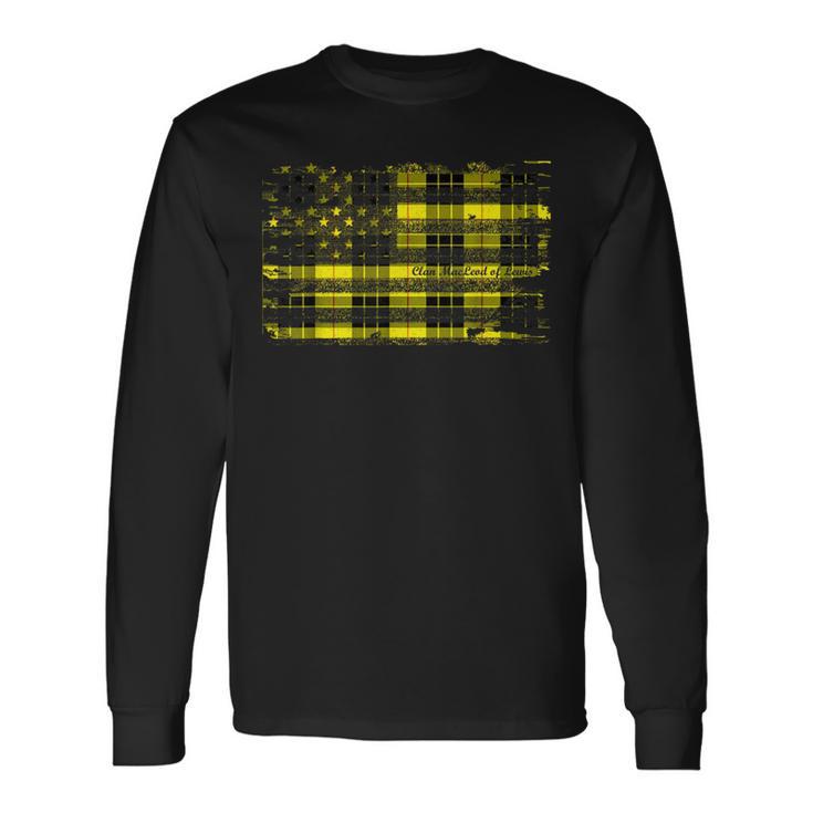 Clan Macleod Of Lewis American Flag Scottish Tartan Long Sleeve T-Shirt