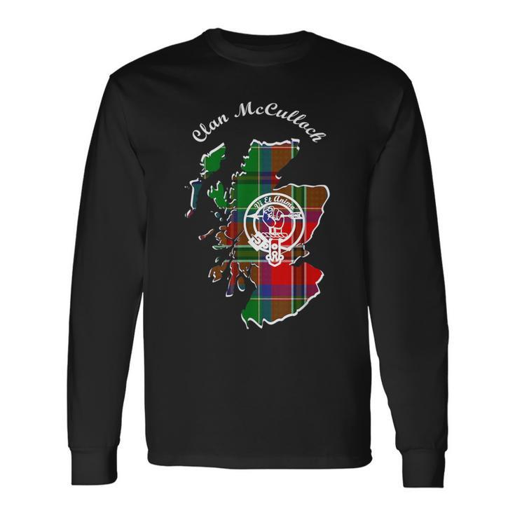 Clan Mcculloch Surname Last Name Scottish Tartan Map Crest Long Sleeve T-Shirt