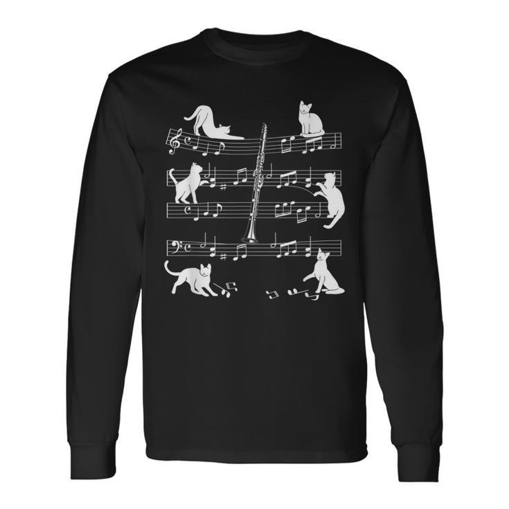 Clarinetist Cats For Cat Loving Clarinet Player Long Sleeve T-Shirt