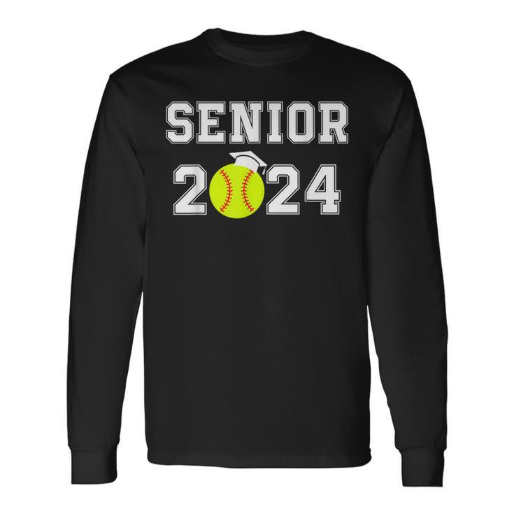 Class Of 2024 Softball Player Senior 2024 High School Grad Long Sleeve T-Shirt