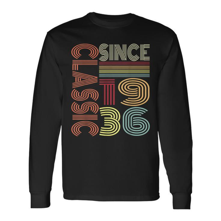 Classic Since 1936 Vintage Retro Style Birthday Graphic Long Sleeve T-Shirt