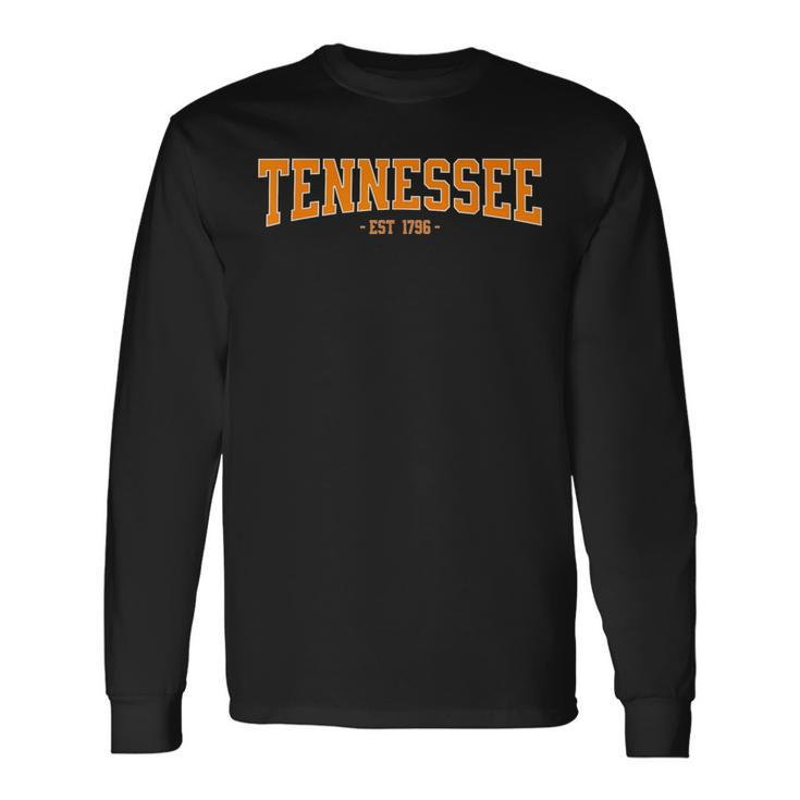 Classic Tn Orange Print Retro Varsity Vintage Tennessee Long Sleeve T-Shirt
