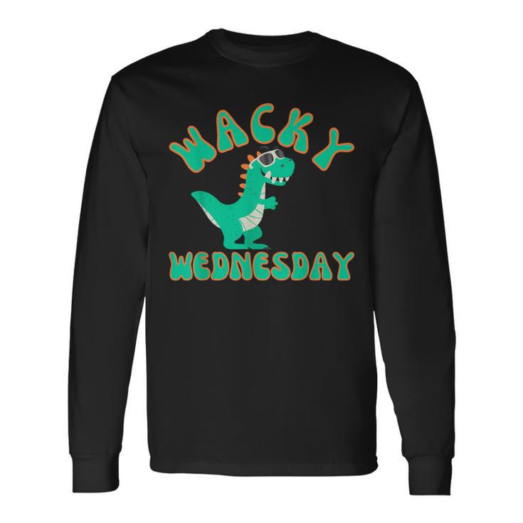 Classic Wacky Wednesday  Green Dinosaur Mismatch Long Sleeve T-Shirt