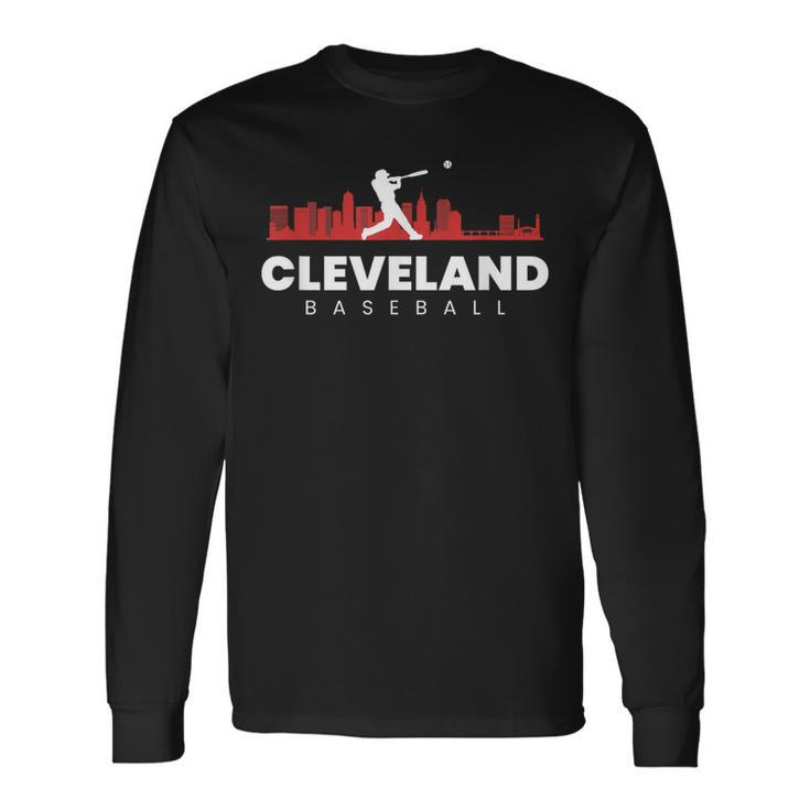 Cleveland Baseball Vintage Minimalist Retro Baseball Lover Long Sleeve T-Shirt