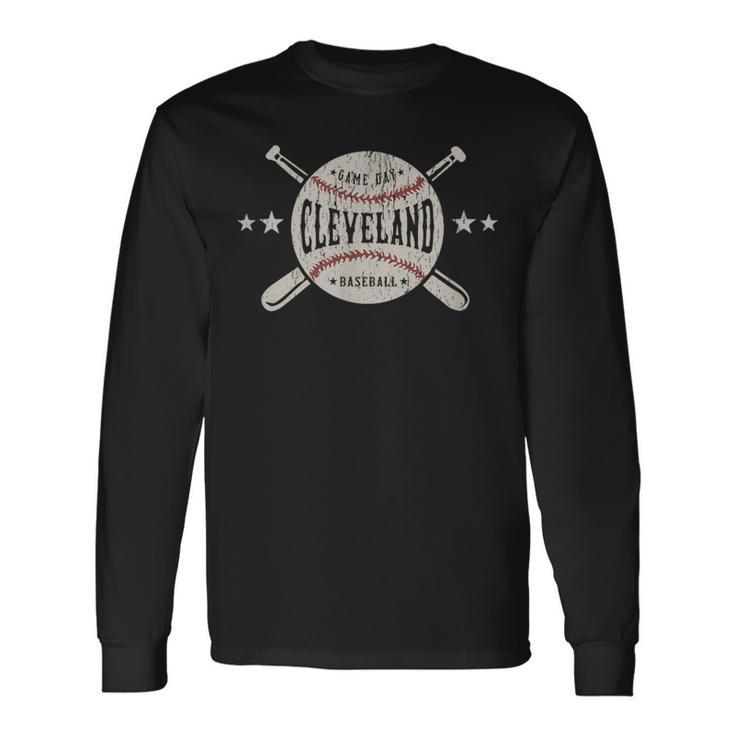 Cleveland Ohio Oh Vintage Baseball Graphic Long Sleeve T-Shirt