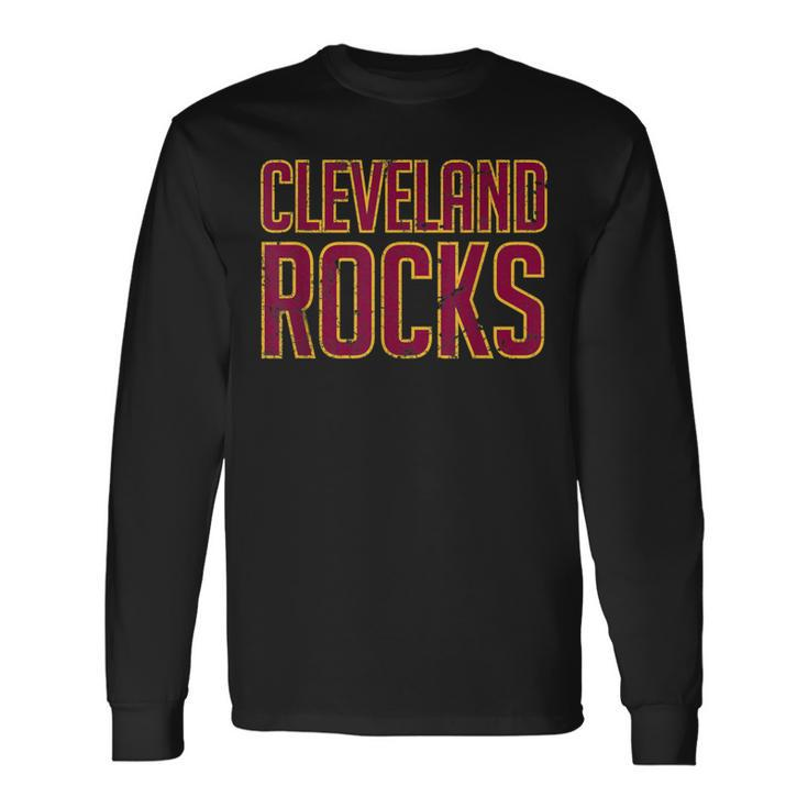 Cleveland Rocks Distressed Style Long Sleeve T-Shirt