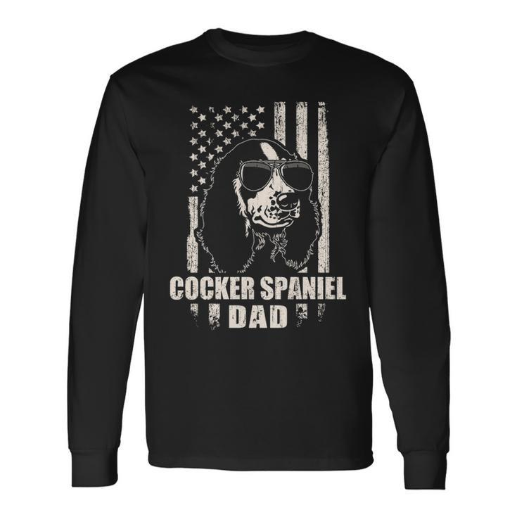 Cocker Spaniel Dad Cool Vintage Retro Proud American Long Sleeve T-Shirt