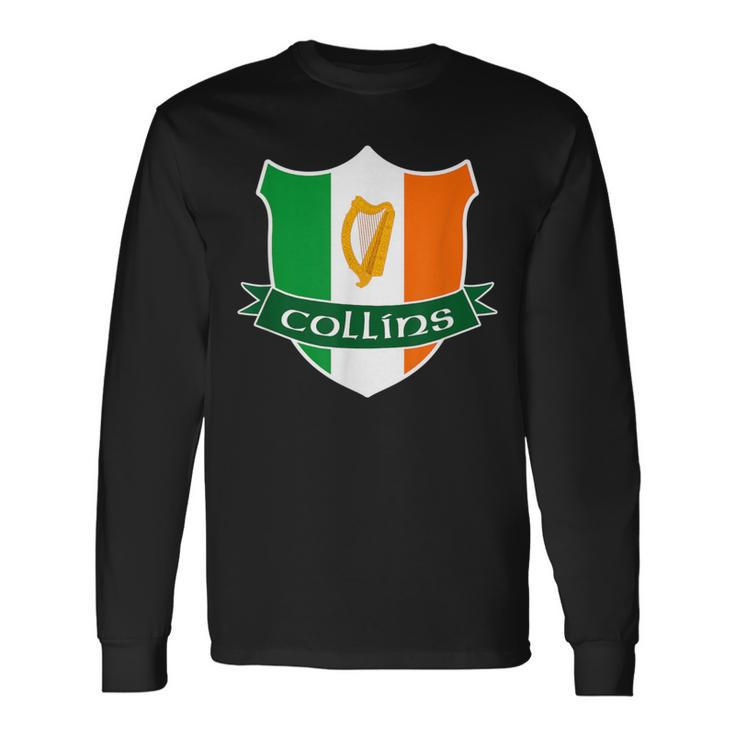 Collins Irish Name Ireland Flag Harp Family Long Sleeve T-Shirt