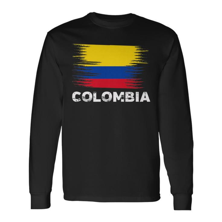 Colombia Colombian Flag Sport Soccer Football Long Sleeve T-Shirt