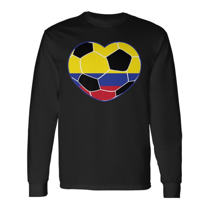 Colombia Soccer Ball Heart Jersey Colombian Football Long Sleeve T-Shirt