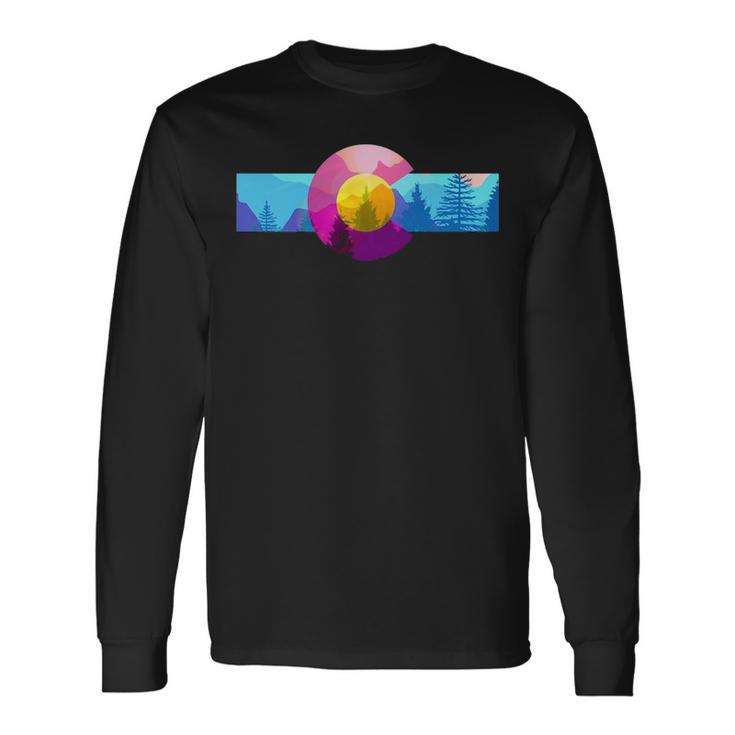 Colorado Flag Mountains Forest Beer League Sports Long Sleeve T-Shirt