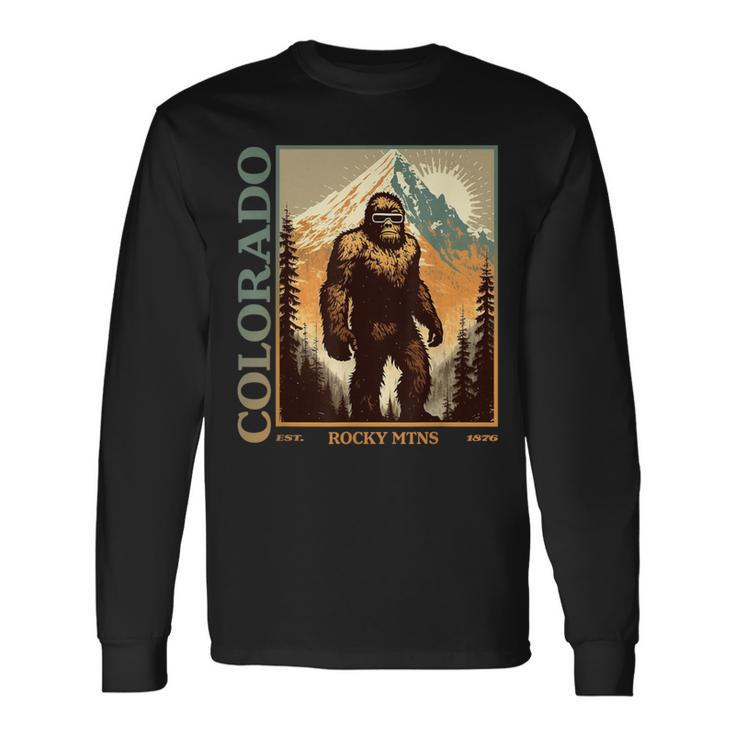 Colorado Mountain Bigfoot Retro Vintage 80S Sasquatch Long Sleeve T-Shirt