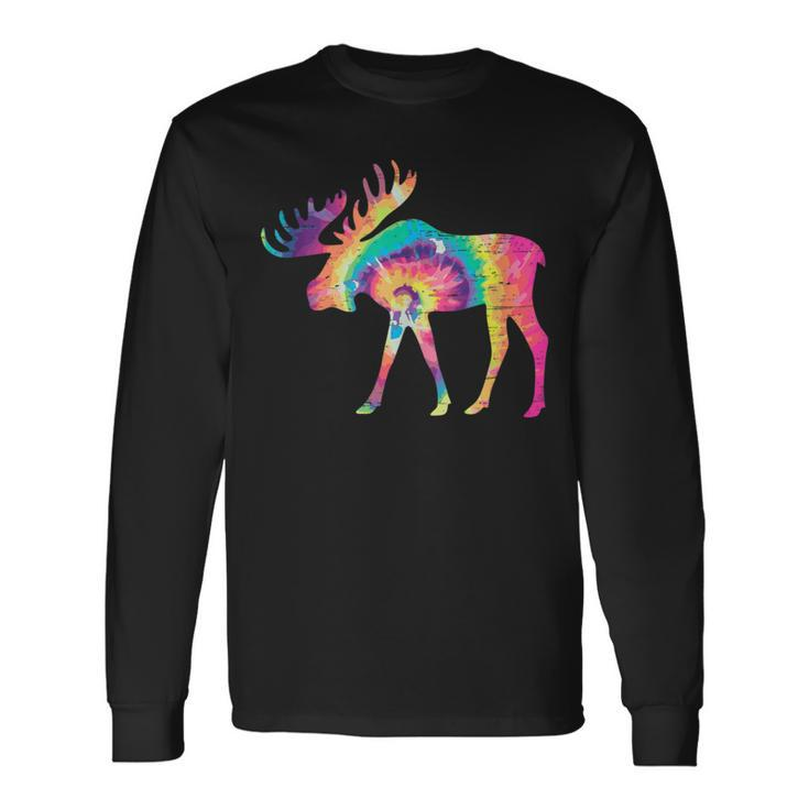 Colorful Moose Alaska Specie Wild Animal Hunting Long Sleeve T-Shirt Gifts ideas
