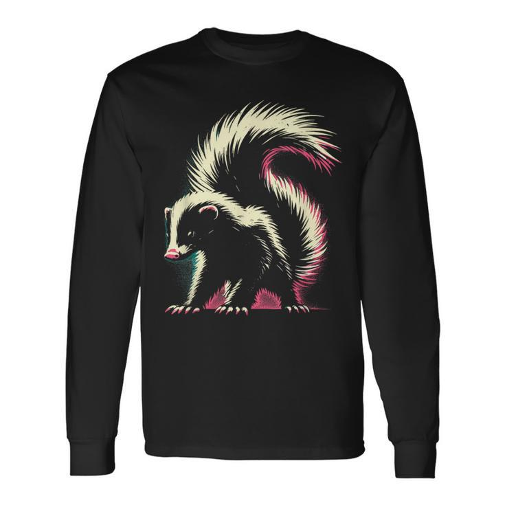 Colorful Skunk Vintage Smelly Skunk Squad Street Cat Lover Long Sleeve T-Shirt