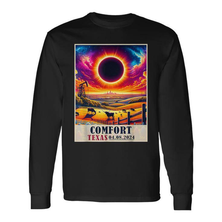 Comfort Texas Total Solar Eclipse 2024 Totatily Vintage Long Sleeve T-Shirt