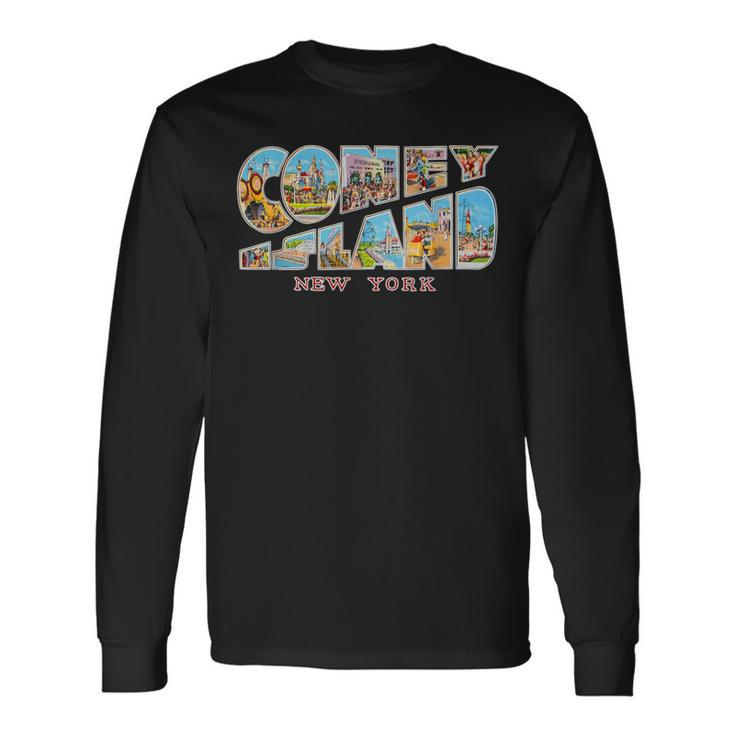 Coney Island New York Ny Vintage Retro Souvenir Long Sleeve T-Shirt